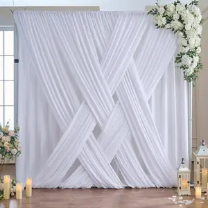 30x10FT White Backdrop Curtains for, 6 Panels 5x10FT Thick Backdrop Drapes, Wrinkle Resistant Photography Background Drapes for Wedding Birthday Home Decoration