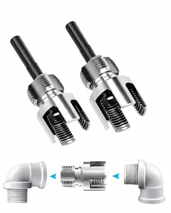 Integrated Internal & External Pipe Threading Tool, Bestgle Dual-Function Pipe Thread Cutting Tool for 1/2" & 3/4"& 1" PVC/Plastic Pipes, Electric Drill Compatible Pipe Threader Kit