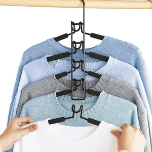 1/2Pcs 5-in-1 Detachable Multi-layer Non-slip Clothes Hanger Space Saving Wardrobe Storage Organizer