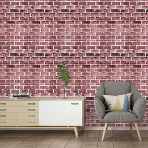 A roll of brick red imitation 3D brick patterned wall self-adhesive wallpaper, suitable for room walls, cabinets, tables, countertops, furniture renovation, decoration, and decoration wallpaper
