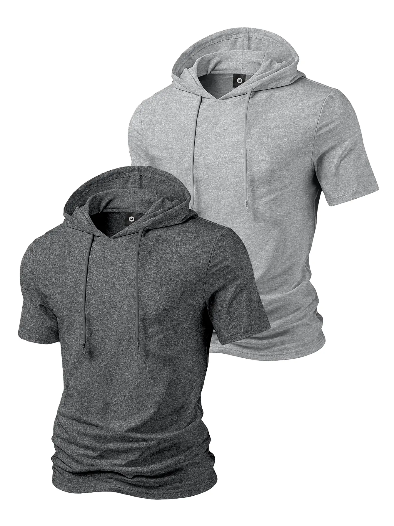 Men's 2-Pack Hooded T-Shirts, Lightweight Short-Sleeve Casual Tees, Practical Summer Tops for Gym Workouts and Daily Wear Menswear Stylish Pullover Tee Streetwear Trendy  Sweatshirts Sports Shirt Workout Tshirt