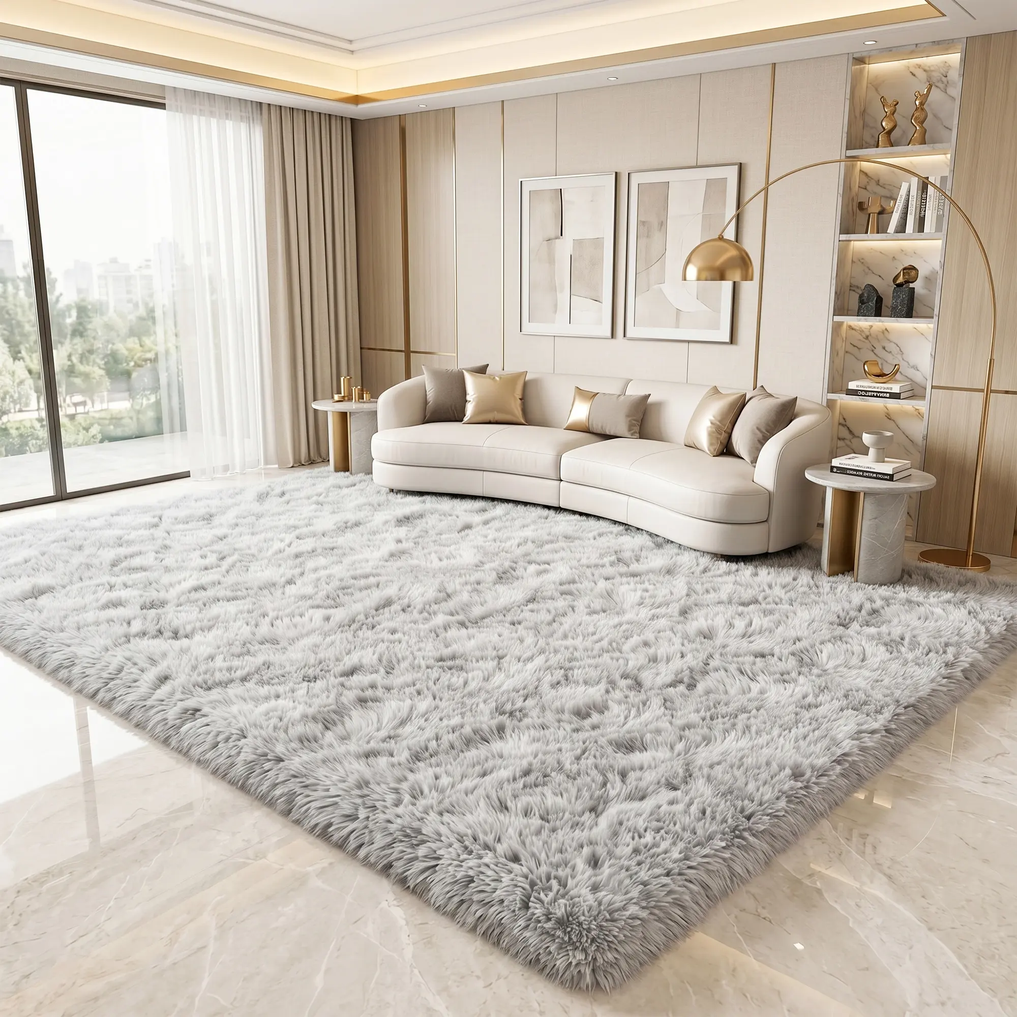 Grey Area Rugs for Living Room, Ultra Soft Fluffy Shag Rugs for Bedroom, Non-Slip Fuzzy Plush Rug Indoor Floor Carpet For Room, Dorms, Playroom, Modern Home Decor