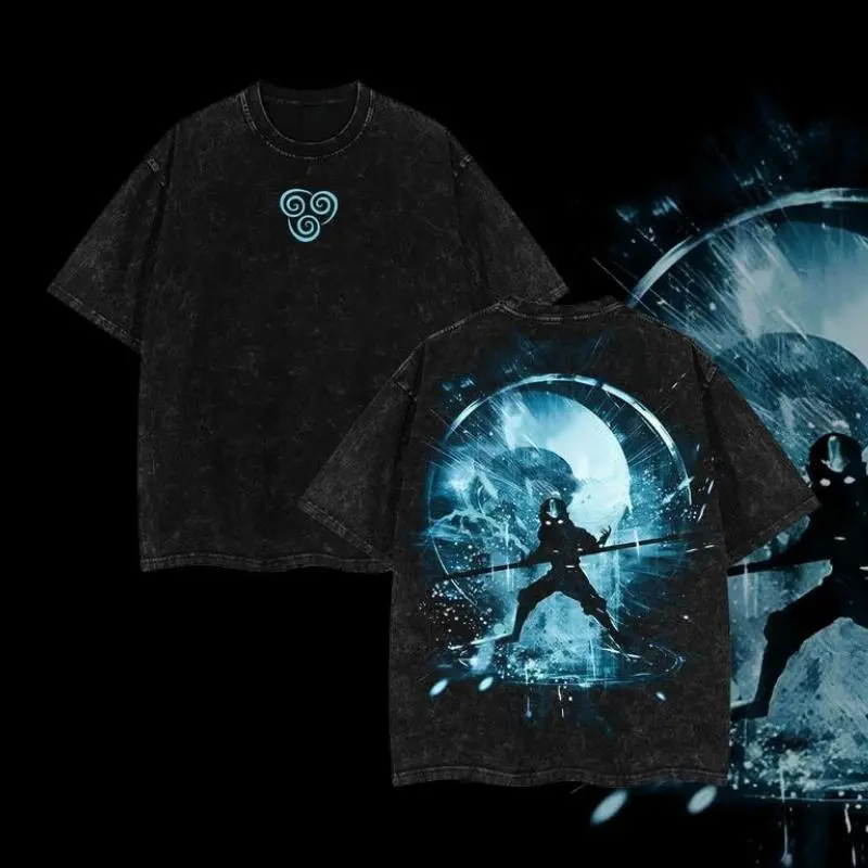 [COLLECTION] 4Limited Avatar Anime T-Shirt - Aang, Katara, Zuko, Toph Beifong The Last Airbender Double Printed Washed Tee Unisex Oversize Acid Washed Lightweight Cotton T-Shirt, Gift For Anime Fans, Oversized, Festive