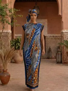 Elegant Leopard Print Robe Set, Hooded Shawl Dress + Long Headscarf Hairband, Women's Beach Sun Protection Satin Scarf, Beach Cover Ups