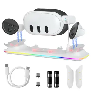 Charging for Mate Quest 3, Magnetic Charging Station for Quest 3 VR Headset & Controllers, with 2 Rechargeable Batteries, VR Accessories, Virtual Reality Headset