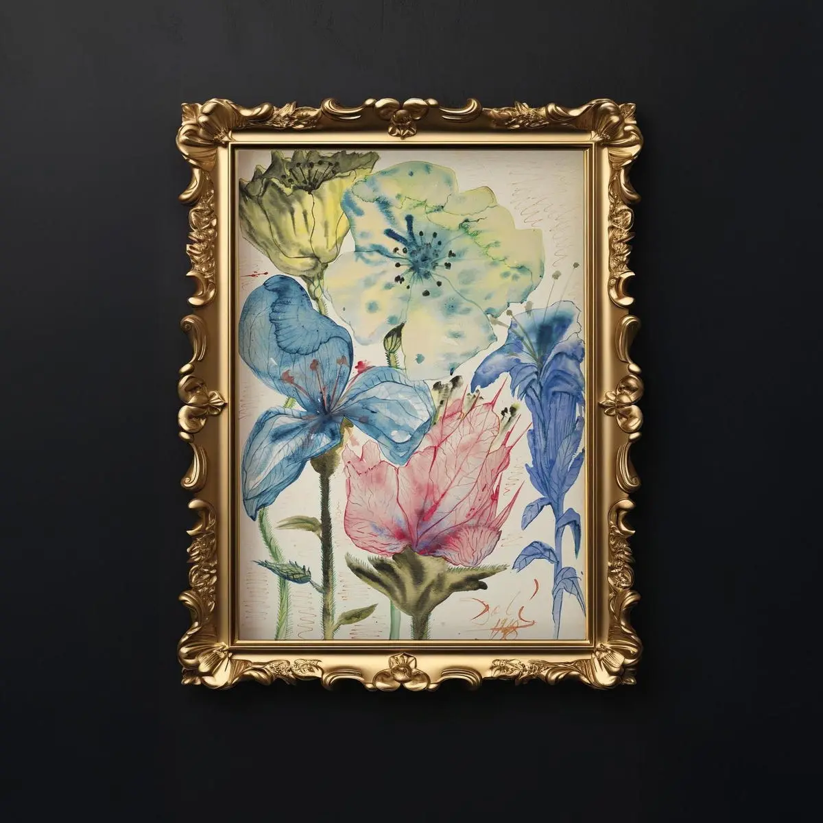 Salvador Dali Fleurs 1948 Exhibition Poster – Surrealist Wildflower Art Print, Modern Art Wall Decor, Vintage Dali Flowers Poster, 5 Size, 8x12 to 27x40 inch, Room Decor, Unframed