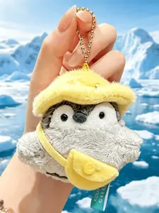 Cute Penguin Plush Keychain Stuffed Penguin Bag Charm, Soft Fluffy Yellow Hat Crossbody Bag Design Small Portable Backpack Pendant Purse Accessory, For Girls Women Teens Kids, Birthday Gift Party Favor, Backpack Decoration, Summer Daily Accessory