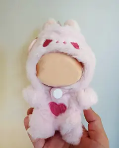 Fashion Set for Labb (No Doll), Fluffy Pink Dinosaur Outfit for 6.69" Doll with Hat 3D Horns & Tail Soft Cloud Fabric