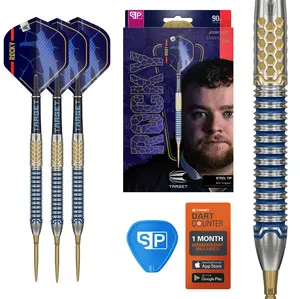 TARGET Darts Josh Rock Gen 1 Steel Tip Swiss Point Darts, 90% Tungsten Darts, Generation 1, 22G/23G/24G/25G | Steel Tip Dart Set, Player Edition Darts with Swiss Storm Nano Points