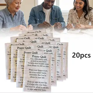 20pcsPrayer Quilt Text Panel - Christian Sewing Project, Mini Pocket Prayer Quilt Panel Squares Inspirational Poem Printed, Decor, for Quilting, Church Gifts, Pocket Blessings & Faith Projects