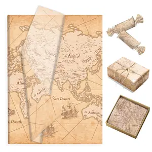 15/35pcs World Map Gift Wrap Paper Towels, High-Quality Packaging Paper, Birthday Party Decor, DIY Gift Wrapping, Party Supplies, Premium Paper Towels