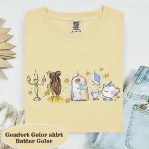Comfort Colors Watercolor BellePrincess Shirt, Tale as old as time, Girly aesthetic Girls trip tee, Magic Kingdom