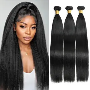 Ishow Raw Remy Hair 3 4Pcs  Yaki Human Salon Quality Hair Quick Weave Unprocessed Brazilian Virgin Bundles For Black Women Black Natural Black Virgin Human Hair