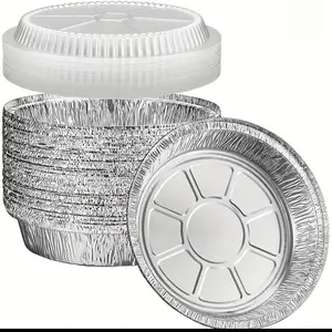40pcs Disposable Aluminum Foil Baking Pan Set with Lids 7-inch Round Oven Safe Air Fryer Baking Pans for Baking Keeping Warm Serving Mother's Day Birthday Party Disposable Food Containers