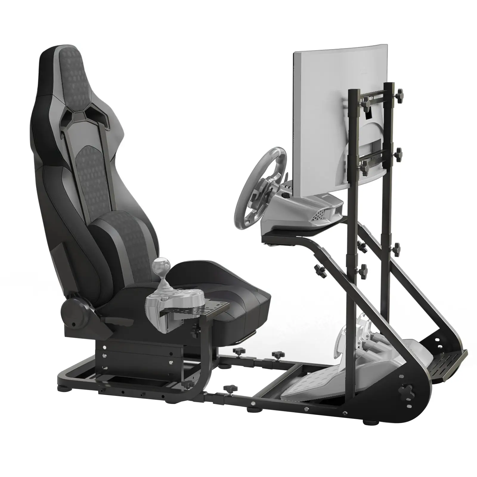 Donext Leather Enhanced Racing Wheel Cockpit, Adjustable Game Console Accessory Compatible with Fanatec, PXN, Thrustmaster & Logitech Simulators (Without Handbrake, Pedals or Monitor)