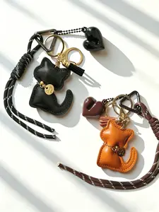 Cat-Shaped Bag Charm Four Colors Are Available Bag Pendant Fashionable And Versatile With Love And Woven Rope High Quality Not Easy To Rust Suitable For Backpacks And Keys Couple Ornaments Best Friend Ornament Keychain