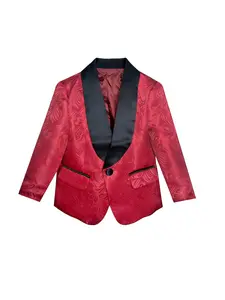 Boys Jacquard Satin Lapel Blazer, Formal Wear | Black/Blue/Red | Premium Jacquard Fabric for a Luxurious Look | Ideal for Weddings, Graduations, Parties, Ring Bearer, Celebrations, Dinners & Other Formal Occasions - 24217