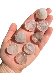 New Moon Beginnings Clear Quartz Crystal Heart - Natural Stone with Aura and Colorful Features