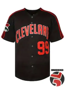 Men's Letter & Number Embroidery Button Front Baseball Lightweight Jersey, Loose Comfortable Breathable Short Sleeve V Neck Outdoor Sports Tee, Men's Sports Clothing for Training