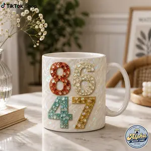 3D Effect 8647 Pearl Mug, Conservative Political Coffee Mug, Patriotic Pearl Texture Ceramic Mug, Republican Inspired Office Desk Mug