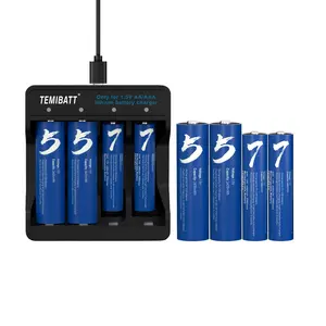 4 Pack Aa + 4 Pack Aaa Rechargeable Lithium Batteries with Battery Charger Kit, Eco-Friendly Power Solution for Household Devices, Long-Lasting and Reliable Performance