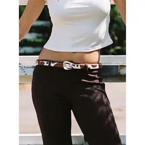 Wild Wild West Faux Suede Belt Cow / Gold