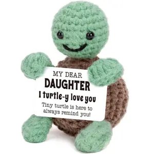 Mini Funny Turtle Daughter Gifts from Mom Dad, Birthday Gifts for Kids Teens Adults Daughter in Law Bonus Step, I Love You Small Cute Stuff Things, Handmade Emotional Positive Crochet Turtle, Cute animal design