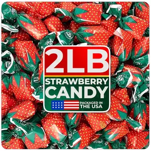 Strawberry Hard Candy Individually Wrapped by Cambie, 2 lbs of Strawberry Candy with a Deliciously Sweet Hard Exterior with a Soft, Fruit-Filled Center