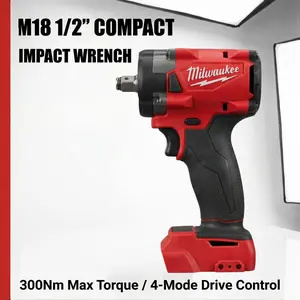 Milwaukee M18 FIW212 18V 1/2in Wrench for M18 Bolts Cordless High-Torque Impact Drill repair tool heavy duty workshop use multi-function universal socket wrench tool diy