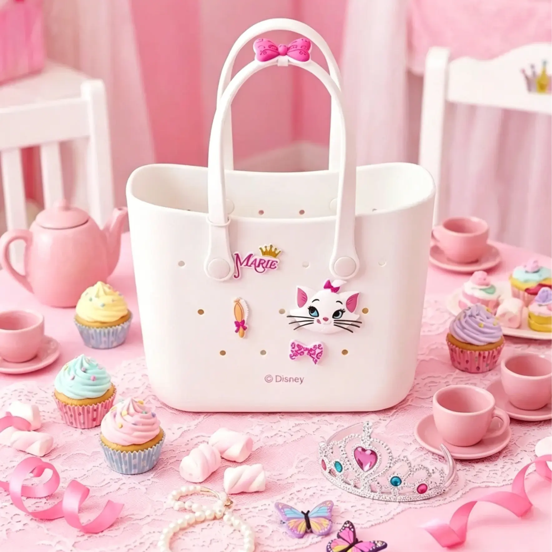 【Faster Delivery】MINISO x Disney Handbag EVA Material Cute Crocs Design Durable Bag,Crochet Bag with Accessories backtoschool