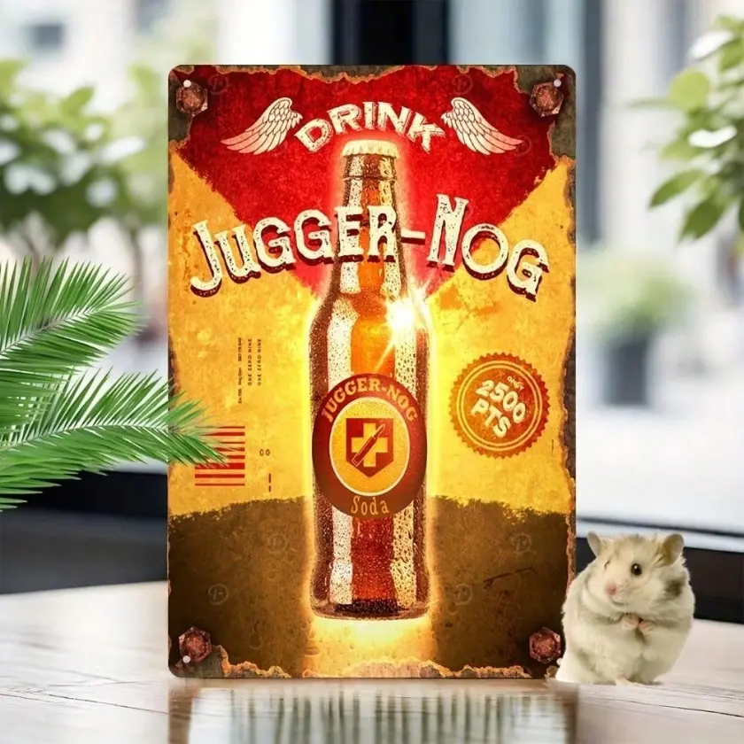 Vintage Juggernaut Nog Aluminum Sign Retro Beer Wall Art for Home Bar Decor Cafe Restaurant Pub Durable Waterproof Rustproof Metal Sign