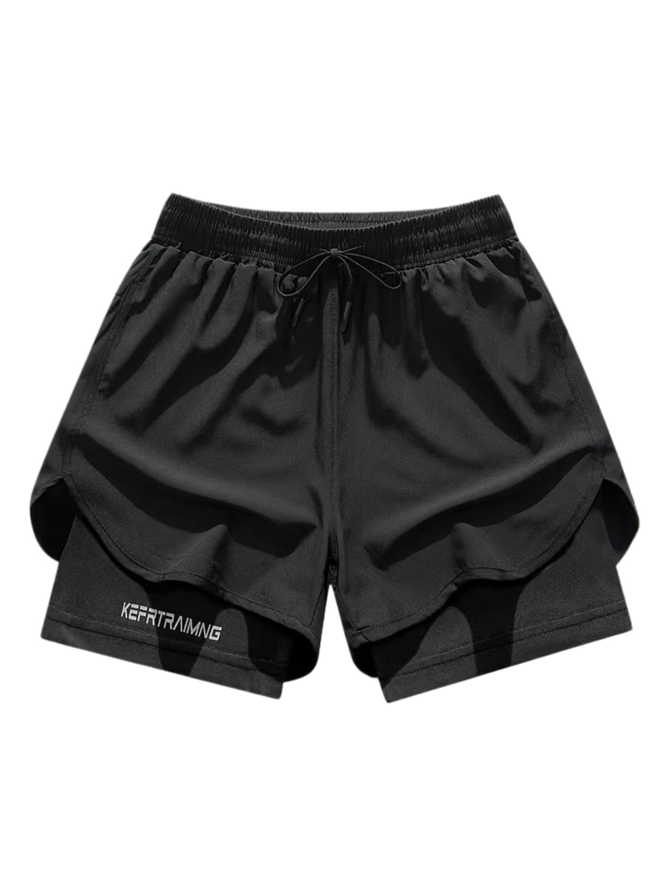 Men’s quick-dry outdoor sports shorts, breathable and comfortable, with pockets and drawstring, elastic waistband, suitable for outdoor fitness activities.