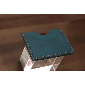 Leather Slim Minimalist Card Holder - Turquoise Minerva
