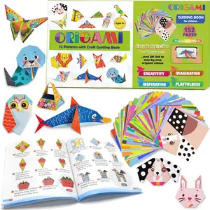 Origami Kit for  Ages 5-8 8-12, with Guiding Book, 152 Paper with 72 Patterns, DIY Art and Craft Projects, Beginners 's Day  Boy Girl