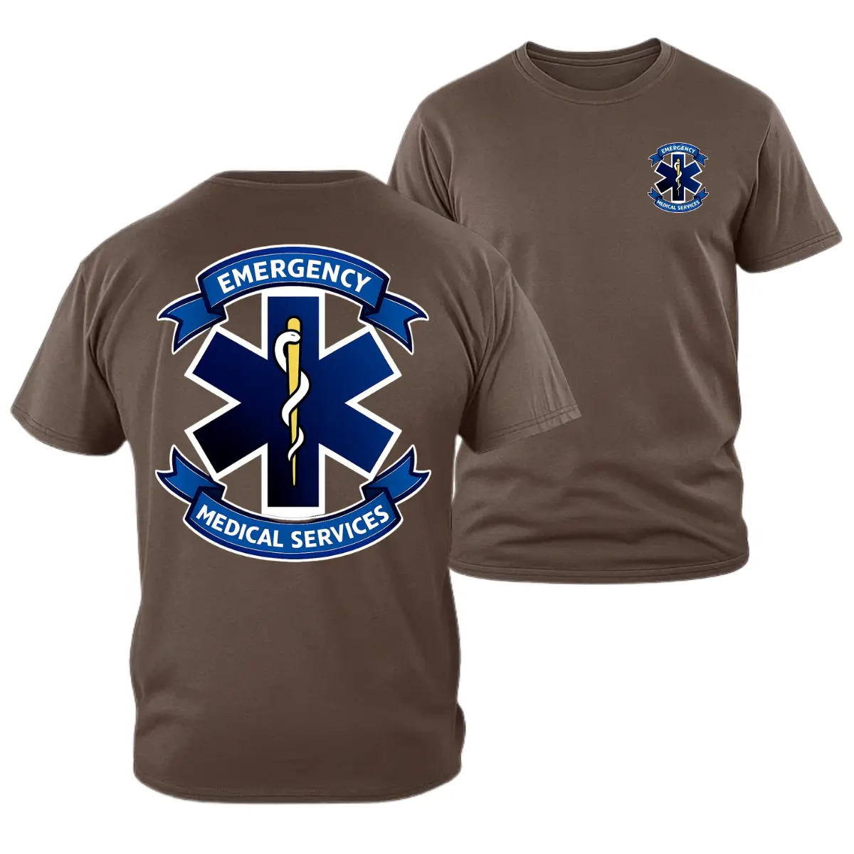 Women's EMS Professional Round Neck Top, EMT-Paramedic Uniform T-Shirt, Classic Star of Life Graphic Apparel, Soft Cotton Blend First Responder Duty Wear, Tops