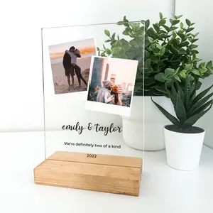 Personalized Custom Photo Collage Wood Base Desk Table Stand