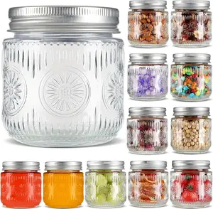 Mason Jars 8 oz -  Small Glass Mason Jars with  Metal , Regular Mouth Canning Jars, Safe For Storage, Canning, Pickling, Preserving, Fermenting, DIY Crafts & Decor (12Pack)