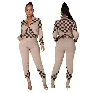 Checker Print Jacket And Jogger Set