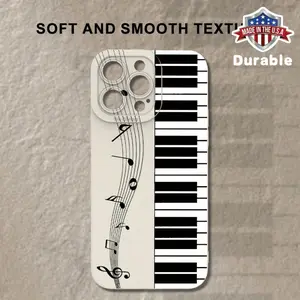 Piano Music Note Handsome and Cute Suitable for Men and Women Gifts 16 15 14 13 12 11 XS XR X Plus Pro Max Mini for iPhone Black and White Cute Unique Multi-color Mobile Phone Case Cellphone Smartphone Cover Screen Protector