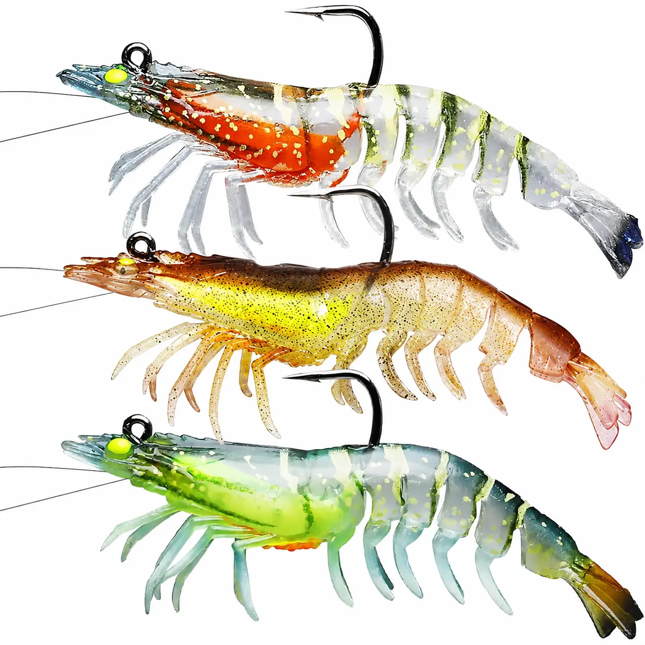 Pre-Rigged Weighted Shrimp & Crawfish Fishing Lures – Soft Bait with Lead Weight, Weedless, Realistic Action – Durable for Bass, Trout, Crappie, Saltwater & Freshwater Fishing