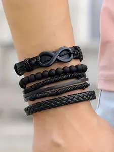 Vintage Beaded Bracelet, Fashionable Knot Design Braid Bangle for Women & Men, Casual Trendy Accessories for Party and Daily Life, Bangles Bracelets Set