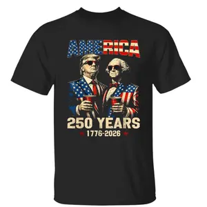 America 250th USA Anniversary T-Shirt, Funny Trump Washington Top, July Fourth Gift For Conservative Dad, 4th Of July Patriotic US Flag Eagle Tee, 250 Freedom Teed, Independence Day Casual Daily Wear Tee For Men & Women, Apparel Made In The USA