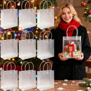 10pcs Transparent PVC Gifts + 300 Self-Sealing Transparent Bags, Transparent Mini Handbags, Bulk PVC Plastic Bags And Processed Gift Transparent Handbags, Christmas Gift Boxes And Gift Bags, Gift Bags for Girlfriends.