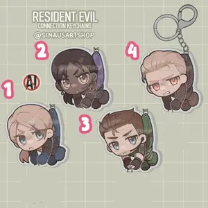 Resident Evil 5 Keychain - Chris Redfield, Sheva Alomar, Albert Wesker and Jill Valentine