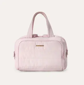 Women Beautiful Portable Travel Zipper Polyester Pouch Custom Makeup Bag