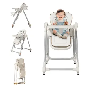 Baby High Chair,High Chairs for Babies and Toddlers,Adjustable 2-in-1 Baby High Chair and Swing Chair,Portable Highchair for 1+ Years/Locking Wheels/Double Trays/Detachable PU Cushion convertible baby high chair detachable pu cushion aesthetic lockable wh