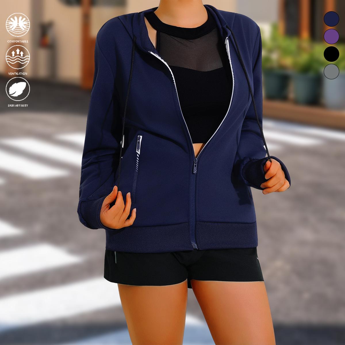 2-pack women’s casual hooded sweatshirt cardigan set, lightweight women’s outerwear, solid color, suitable for outdoor sports and casual wear, womenswear