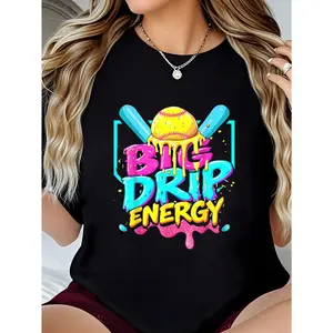 100% Cotton Tshirt Breathable Knitted Medium Short StreetwearSoftball Drip For Girls Ice Cream Drip Youth Girls Softball T-Shirt graphic tees women crop tops summer outfits for women summer tops T-Shirt