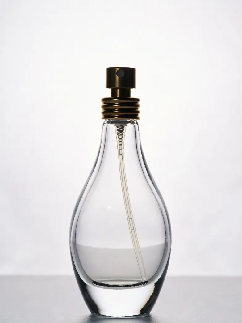 Clear Glass Refillable Perfume Spray Bottle with Black Atomizer