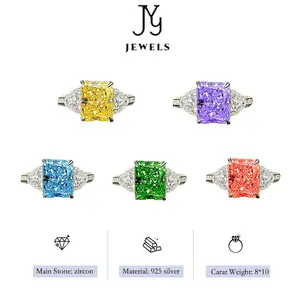 【JYJZZ153】（Rainbow）S925 Silver Fashion High Carbon Stone Ring, Women's Seiko Ice Cut Full Stone Setting Design Ring, Light Luxury , Daily Wear,Gift.